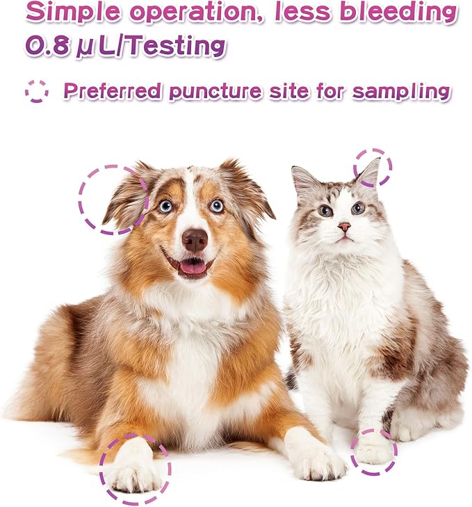 AssuTest® 25pcs Blood Glucose & 25pcs Blood Ketone Test Stips Combo for Pets Cats and Dogs Diabetic Ketoacidosis Testing Monitor Kit with 50 Lancets