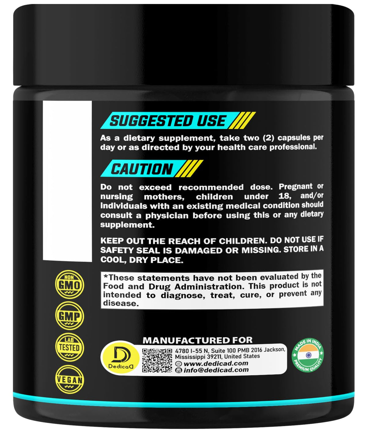 DEDICAD 1000Mg Shilajit Capsules - 180 Counts - Shilajit Supplement for Body Balance, Heart, Brain & Immune Health Support - Contains Natural Fulvic, Humic Acid & 85 Others