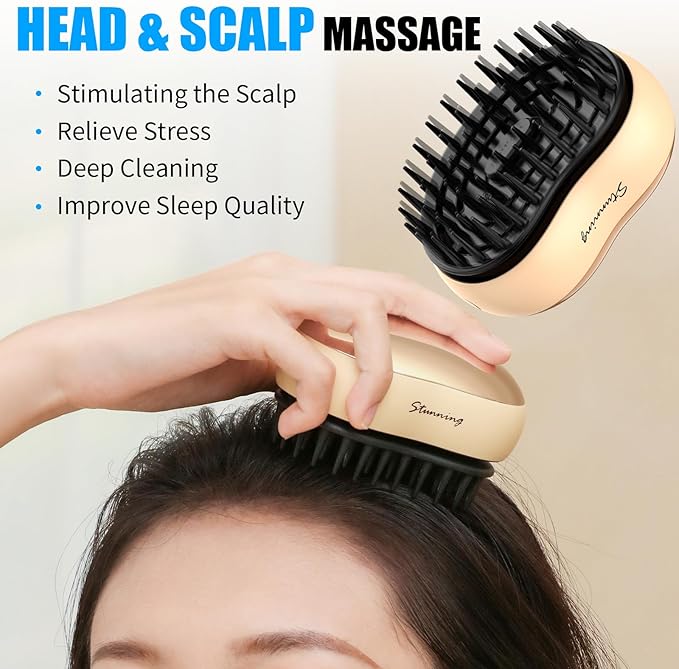 JUSTHERE Electric Head Massager Scalp with 2 Speed Vibration and 54 Nodes, Scalp Scrubber & Handheld Portable Head Scratcher Hair Scalp Massager for Hair, Deep Clean, Gifts for Women