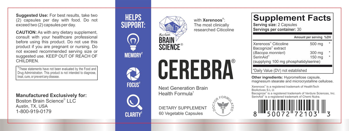 Cerebra Next Generation Brain Formula with Bacognize – 60 Capsules