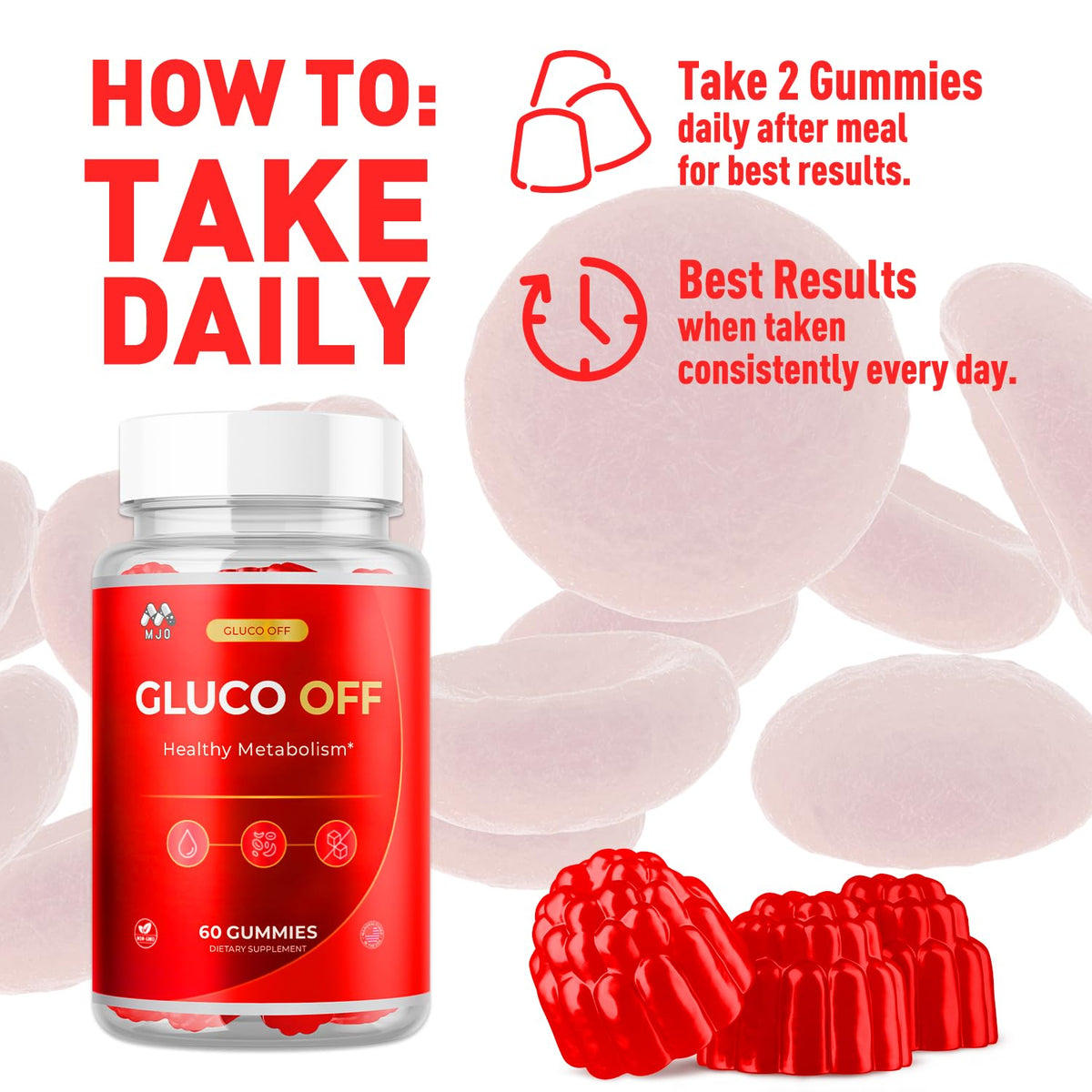 Gluco Off Gummies, Official GlucoOff Supplement Gummys with All Natural Ingredients, Advanced Formula Gluco Off Gummies with Maximum Strength Health and Wellness Support Multivitamins (60 Gummies)