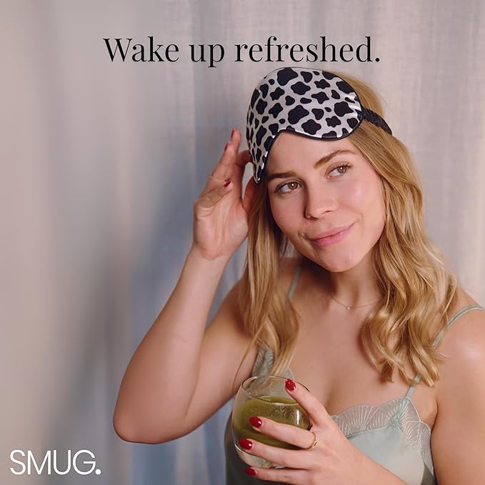 SMUG Satin Sleep Mask (3 Pack) Deep Dream Sleep Aid Eye Mask for Women & Men for Sleeping, Travel, Night Shift - Soft to Nourish Skin, & Reduce Dark Circles - Eye Cover to Block Out Light - Black