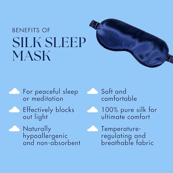 Silk Sleep Mask | 100% Mulberry Silk for Ultimate Comfort | Blocks Light for Deep Sleep & Relaxation | Hypoallergenic, Skin-Friendly, and Temperature-Regulating