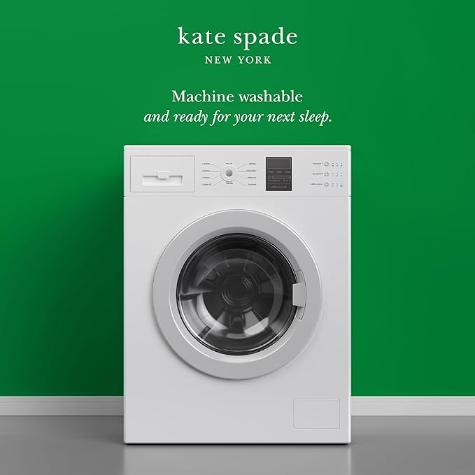 kate spade new york Scalloped Edge 3-Piece Full/Queen Quilt Bedding Set, 100% Cotton Reversible Cover, All Season Warmth Bedding, Machine Washable, Marshmallow