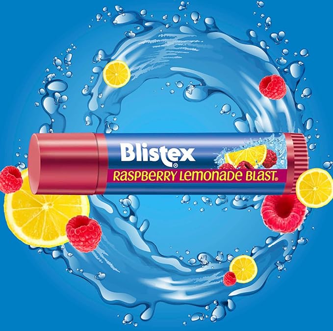 Blistex Raspberry Lemonade Blast Lip Balm, 0.15 oz. Moisturizes & Comforts Dry Lips, Refreshing Flavor Blend, Vitamin C and E, Easy Glide Formula for Full Coverage, Pack of 12