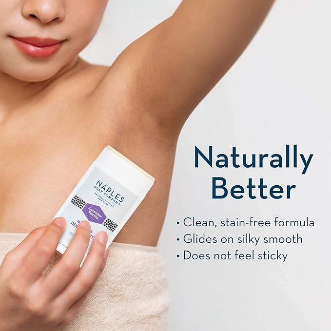 Naples Soap Company Naturally Better Skin Care Lavender Vanilla Deodorant Stick for Women and Men - 2.65oz