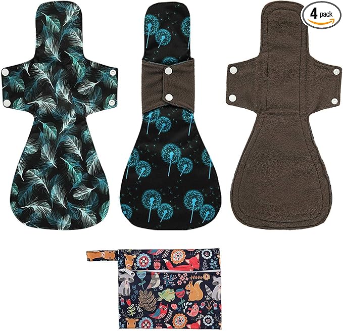 Washable Cloth Menstrual Pads/Mama Cloth/Reusable Sanitary Pads (Forest, 16 inch/Overnight)