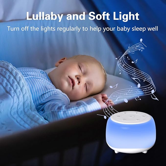 White Noise Machine with 7 Color Night Light and 34 Sleep Aid Sounds for Soothing Emotions, Promoting Sleep, Sound Machine with Timer Adjustable Brightness for Baby Kids Adults（C）