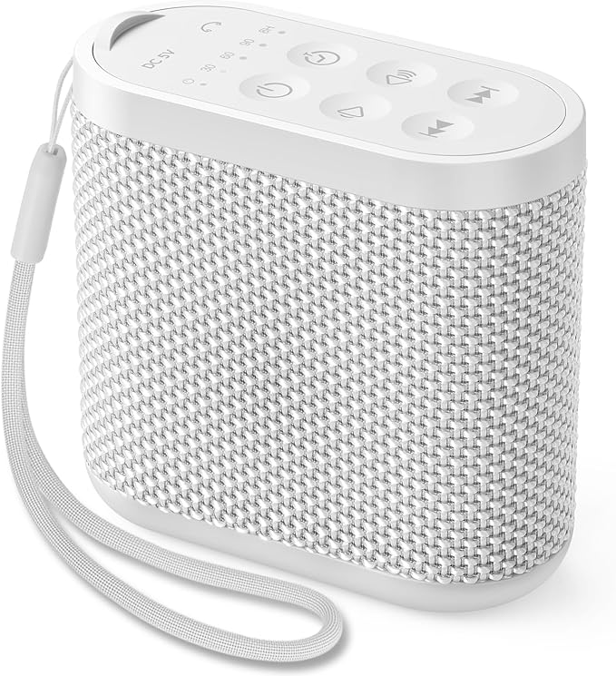 Portable Sound Machine for Travel, White Noise Sound Machine for Sleeping, 52-Hour Lasting Mini Noise Machine with 21 Quality Non-looping Sounds, Headphone Jack, Memory, Timer for Adults,Hotel (White)