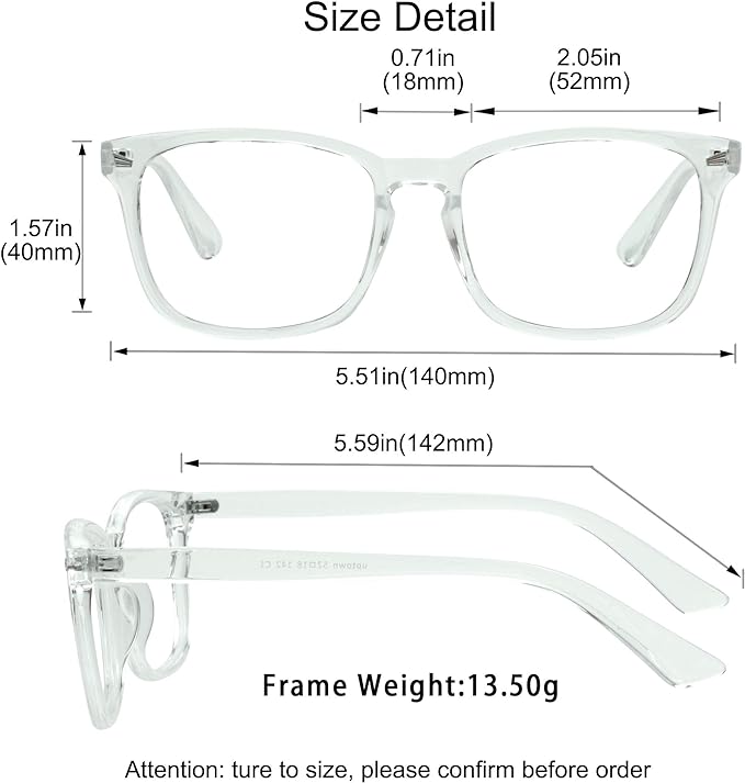 YEIN Bifocal Reading Glasses with Blue Light Blocking Lenses, Bifocal Reader for Women and Men, Vintage Square frame with Spring Hinge (+0.50/+3.00 magnification)