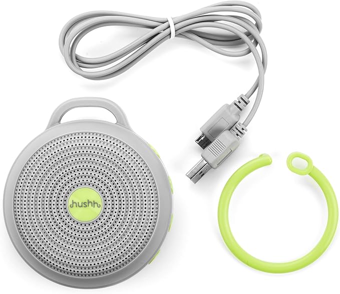 Yogasleep Hushh Portable White Noise Machine for Baby, 3 Soothing, Natural Sounds with Volume Control, Compact for On-The-Go Use & Travel, USB Rechargeable, Baby-Safe Clip & Child Lock, Grey, 2 Count