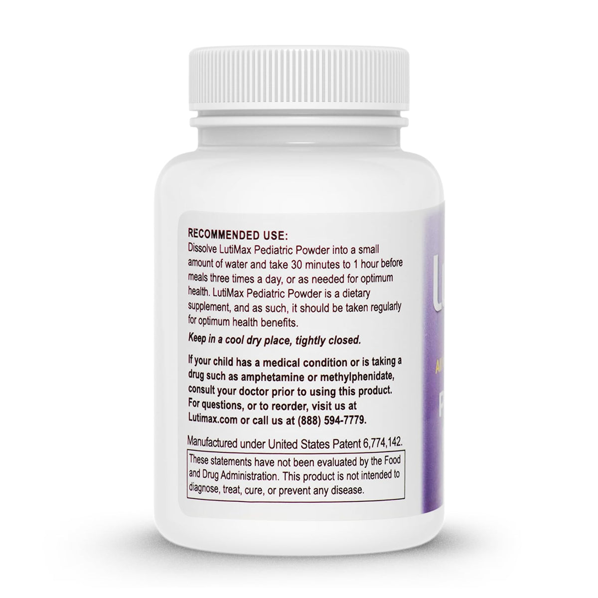Lutimax Pediatric Powder Brain Supplement with Luteolin & Rutin for Kids - Memory, Focus, Muscle & Immune Support Brain Supplements - Nootropic Antioxidants - 200 Servings