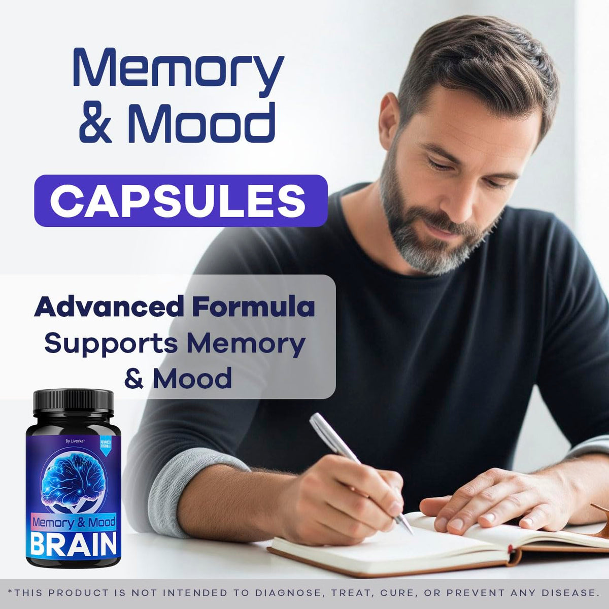 (5 Pack) Memory Mood and Brain Capsules - Official Daily Support Brain Health Supplement Pills Advanced Formula, Memory & Mood Brain & Memory Focus Reviews, 300 Capsules for 5 Months
