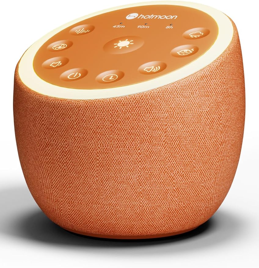 Hotmoon Sound Machine with 40 High-Fidelity Sounds, White Noise Sound Machine with Memory Functions, 8 Color Night Light, USB Power Supply, for Sleep & Noise Reduction Sleep Aid, Plug-in