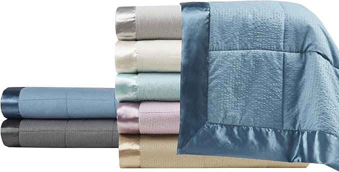 Madison Park Cambria Down Alternative Blanket, Premium 3M Scotchgard Moisture Wicking Treatment, Lightweight and Soft Bed Cover For Summer with Satin Trim, Oversized King Taupe