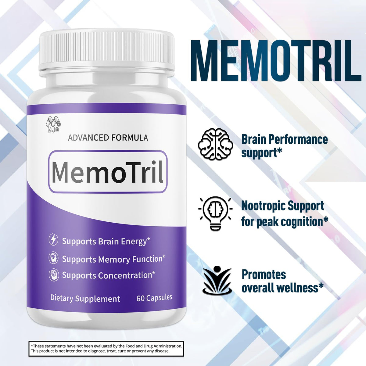 (2 Pack) Memotril Capsules, Official Memo Tril Supplement Pills with All Natural Ingredients, Advanced Memotril for Brain Health & Wellness Support with Premium Vitamins for Women & Men (120 Capsules)