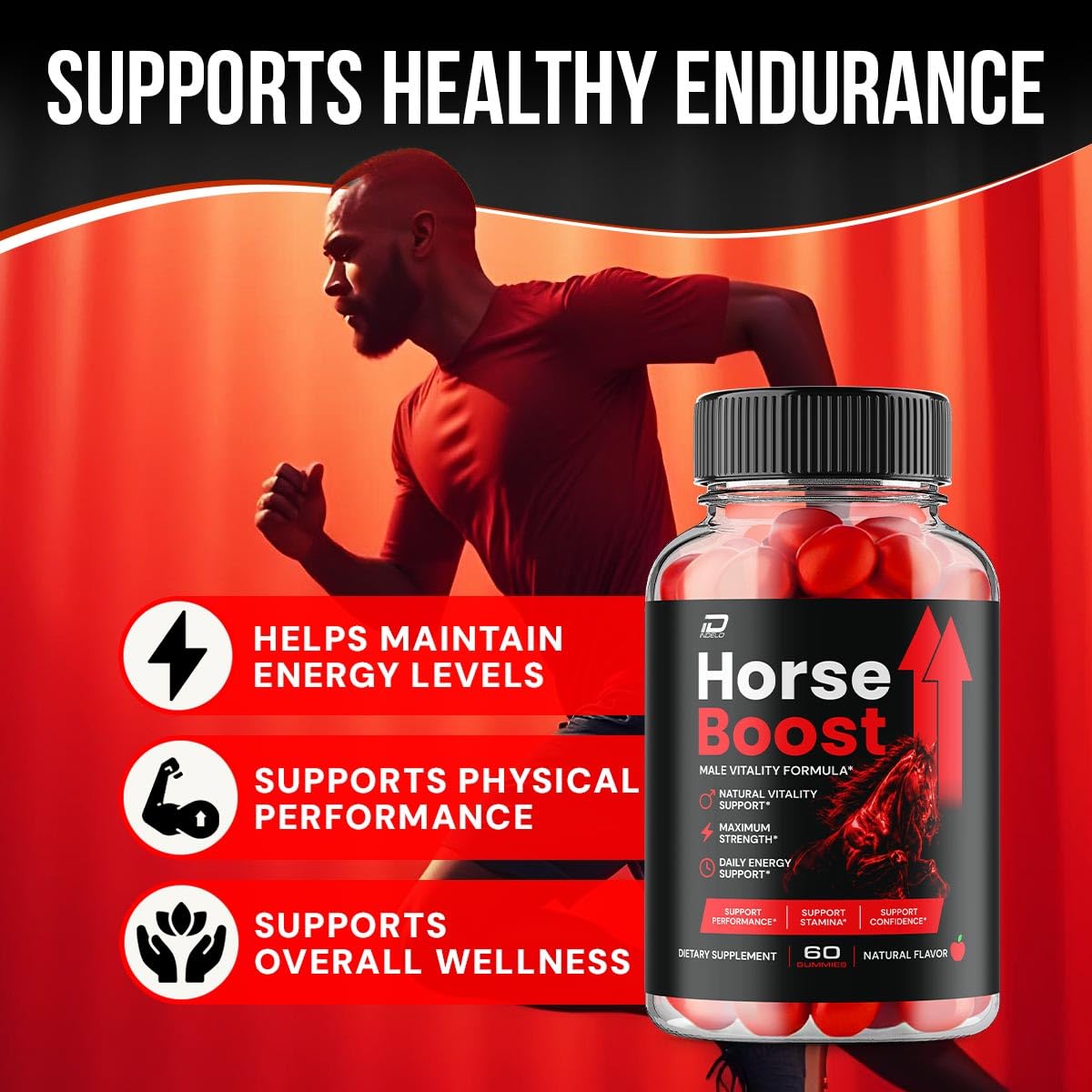 Horse Boost Gummy – HorseBoost Gummies Advanced Formula for Male, Maximum Strength for Overall Wellness, Natural Vitamins - 60 Count