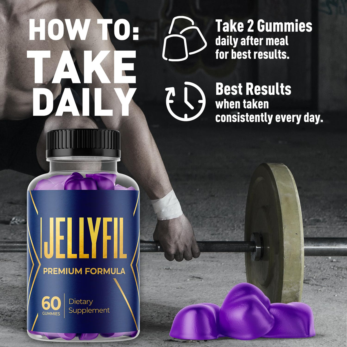Jellyfil Gummies, Jellyfil Gummys for Men with All Natural Ingredients, Max Strength Supplement with Premium Vitamins Supporting Optimal Wellness and Advanced Health Naturally (60 Gummies)