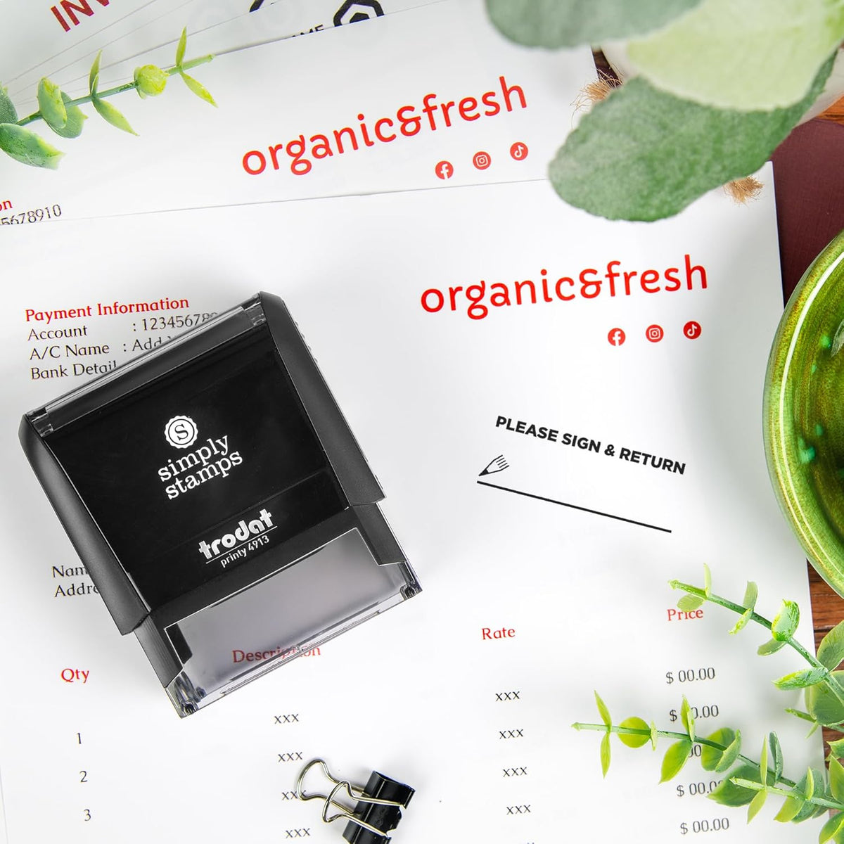 Please Sign & Return Office Stamp | 4 Different Sizes | 20 Designs | Multiple Color Options | Perfect for Quick Validation of Office Documents (Please Sign & Return, Large)