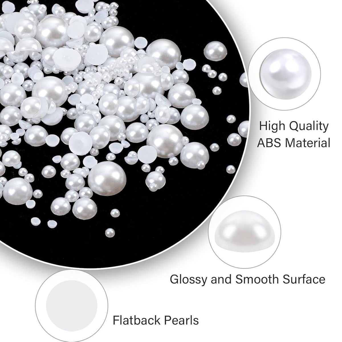 Canvalite Flatback Nail Pearls for Crafting, Multiple Sizes Half Pearls with 5Pcs B7000 Jewelry Glues & Picker Tools Bedazzling Bead for DIY Crafts Clothing Tumblers Shoes Decors Nail Art