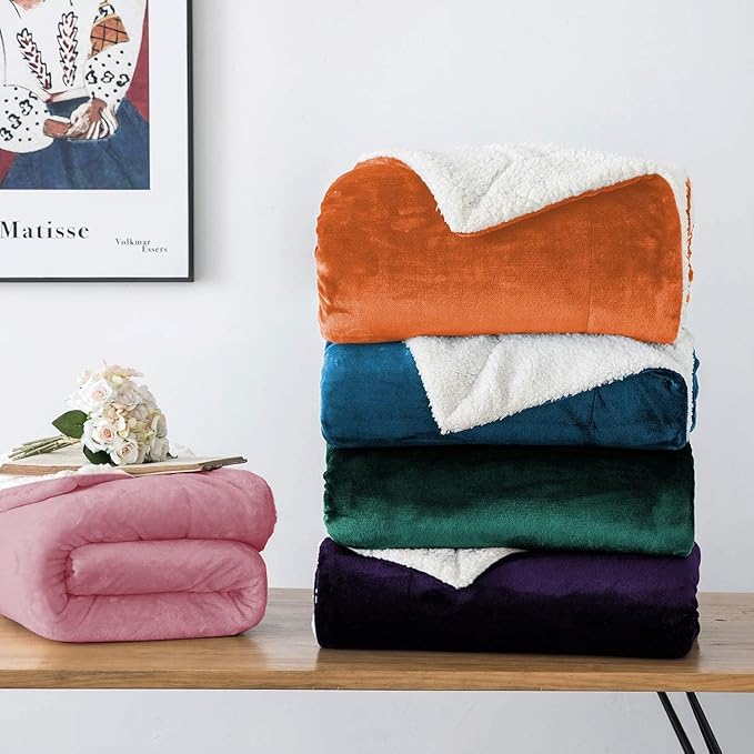 IR Imperial Rooms Baby Pink Sherpa Fleece Throw Blanket for Bed - Wholesale Bulk Pack of 16 Sherpa Blankets - Soft Fluffy Throw Blankets for Hotels, Guest Bedroom, 50x60 Inches