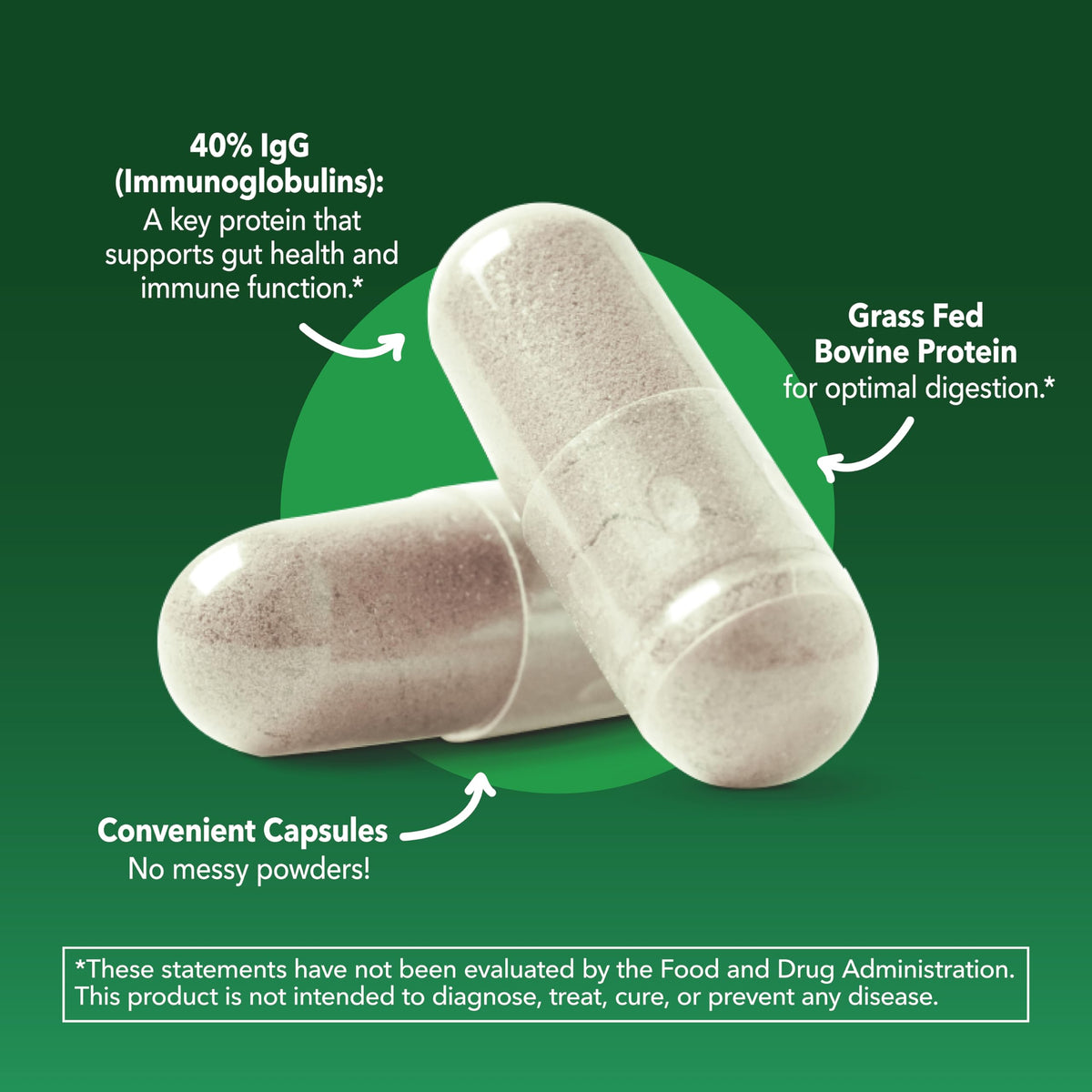 Grass Fed Colostrum Supplement for Immune and Gut Health - 1000mg Bovine Colostrum per Serving with 40% IgG - 120 Count - Non-GMO, Gluten-Free Colostrum Capsules for Adults - 60 Day Supply