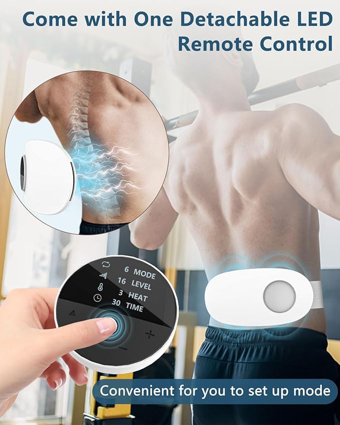 Heating Pad for Back Pain Relief-Lower Back Massager with Heat,Abdominal Belly Massagers with 6 Massage&16 Levels,3 Heated,Cordless Portable Travel Waist Wrap Belt,Mothers Day Gifts for Him Her