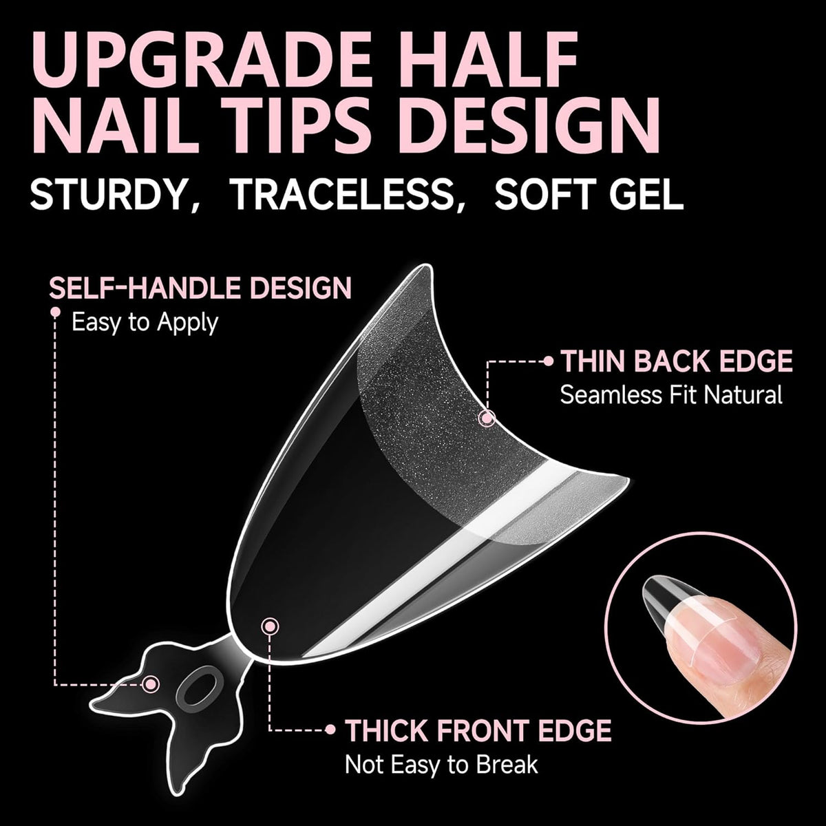 UNA GELLA Almond Shape Nail Tips Half Cover 216pcs Medium Almond Gel Nail Tips Pre-buff Matte Soft Gel Acrylic Press On Nails Easier Nail Extentions Art Salon 12 Sizes