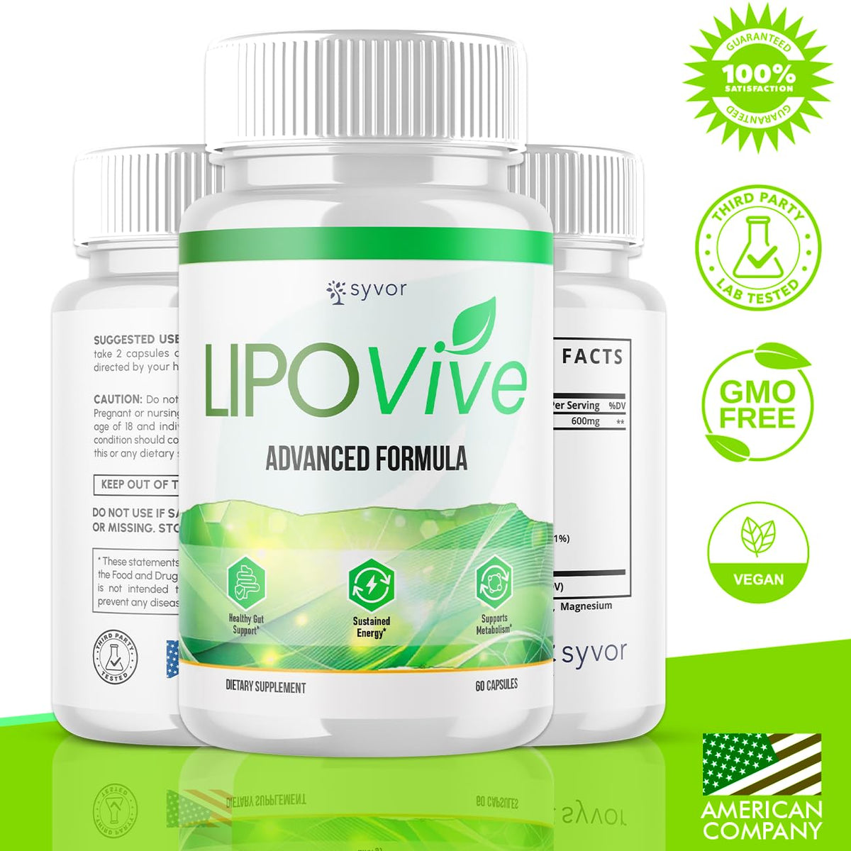 (2 Pack) Lipovive Capsules, Official Lipovive Pills with All Natural Ingredients, Advanced Formula Lipovivé Health & Active Lifestyle Support Pills Max Strength Vitamin for Women & Men (120 Capsules)