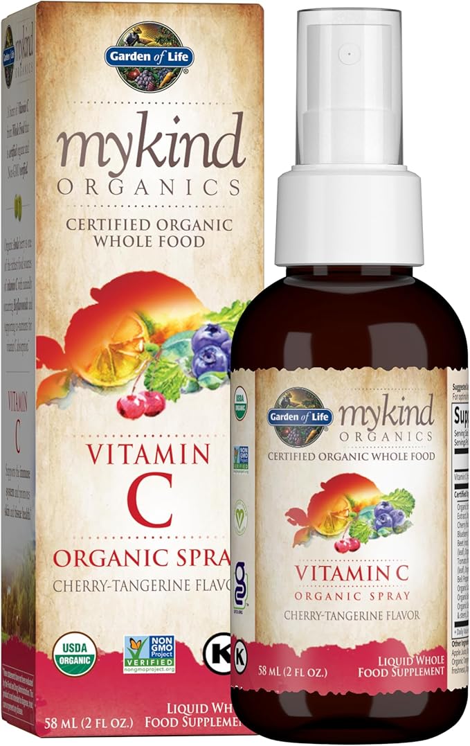 Garden of Life Organics Kids 120 Fruit Gummy Vitamins and Organics Vitamin C Spray for Kids & Adults, 2 fl oz