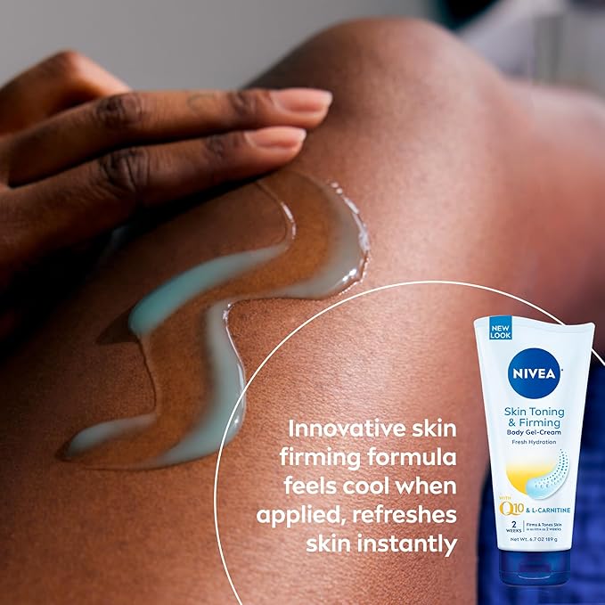 NIVEA Nourishing Hydration Skin Firming Body Lotion, 16.9 Fl Oz Skin Firming & Toning Body Gel Cream with Hyaluronic Acid, 6.7 Oz, Enriched with Q10 and Vitamin C