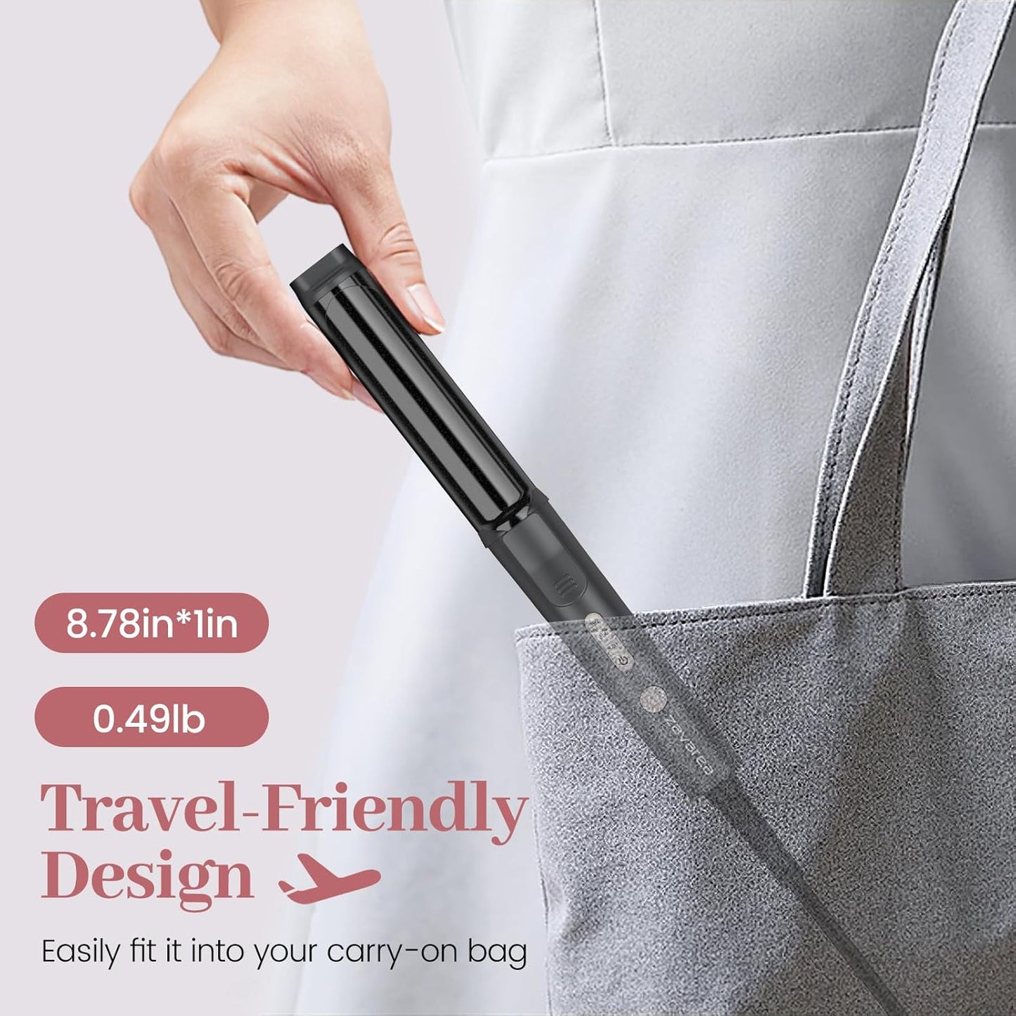 Zavarea Travel Curling Iron, 1 Inch Mini Curling Iron for Short Hair, Ceramic Barrel with 3 Adjustable Temp, Dual Voltage for Travel, Auto Shut-Off, Includes Storage Bag