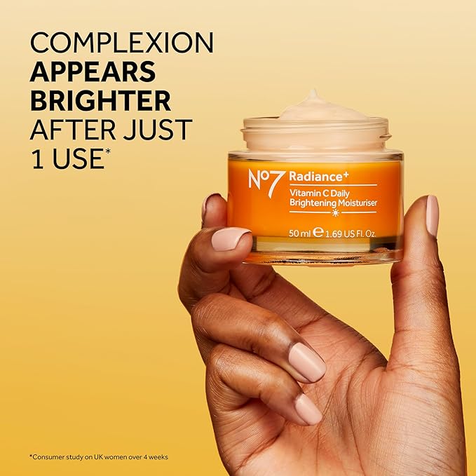 No7 Radiance+ Brightening Vitamin C Moisturizer Face Cream - Skin Nourishing Face Moisturizer - Fast-Absorbing + Lightweight Formula & Suitable for Dry Skin, 1.69 fl oz