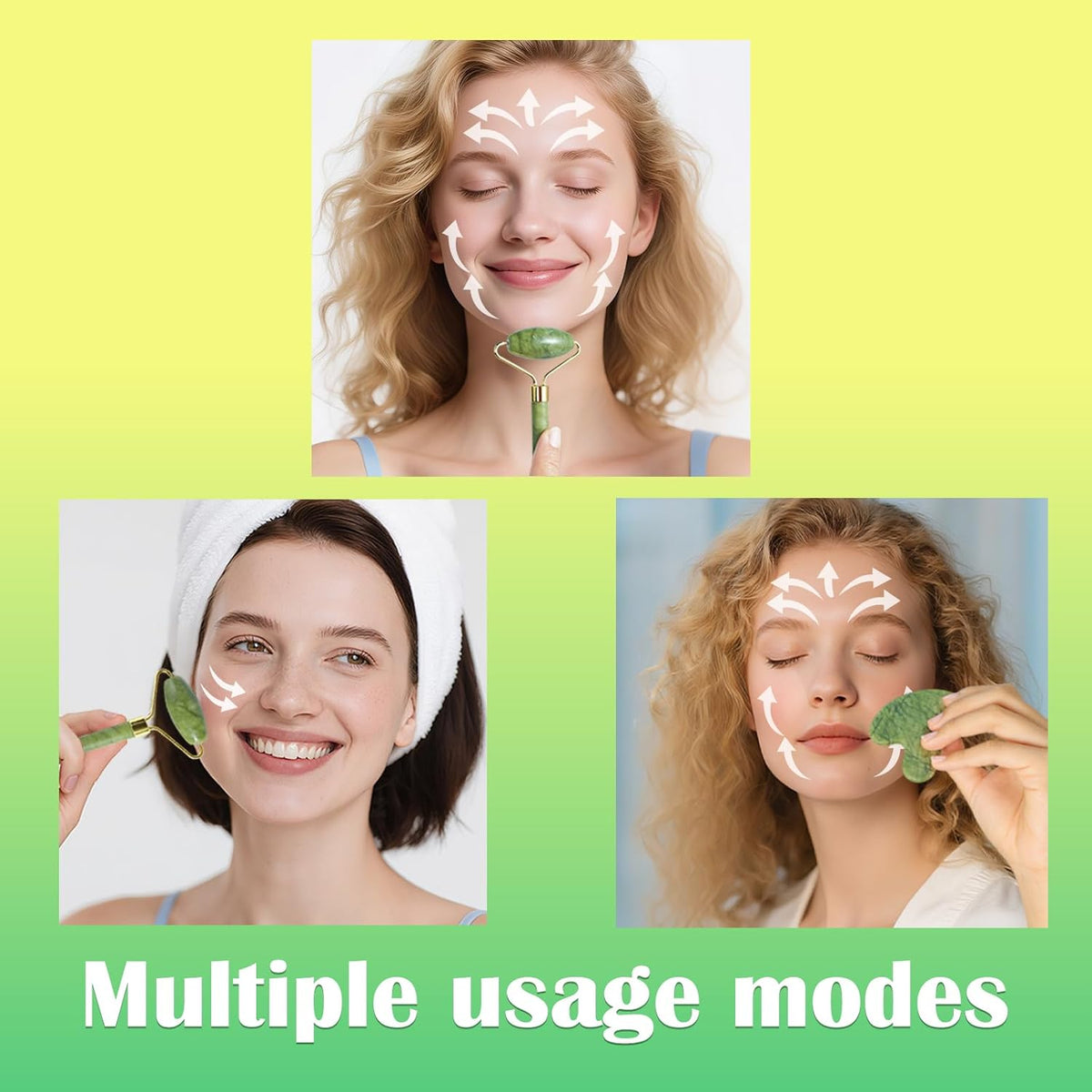 Natural Jade Roller & Gua Sha Set for Face, Facial Massager Tool for Skin Tightening, Anti-Aging, Puffiness Relief, Lymphatic Drainage - Spa Skincare Gift Set for Women