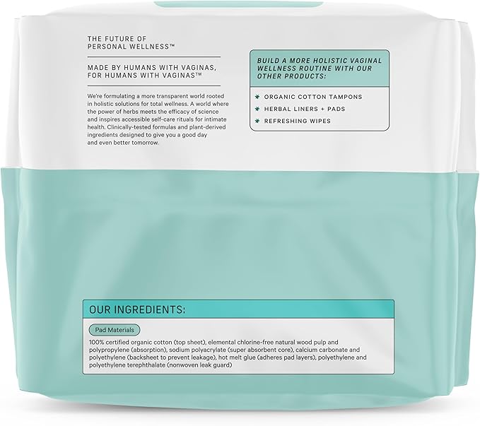 The Honey Pot Company - Sanitary Pads for Women - Non-Herbal Super w/Wings - Organic - Cotton Cover & Ultra-Absorbent Pulp Core - Feminine Care - FSA & HSA Eligible - 16 ct