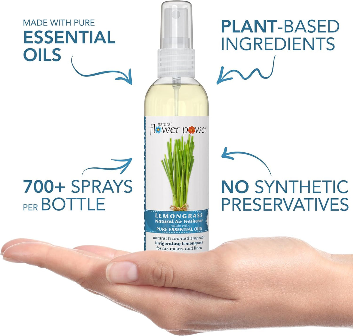 Air Freshener Spray - Odor Eliminator w/Essential Oils - Home, Car & Fabric - Cruelty Free & Vegan - Variety Pack - Lemongrass and Peppermint & Lemon - 2 x 4 fl oz