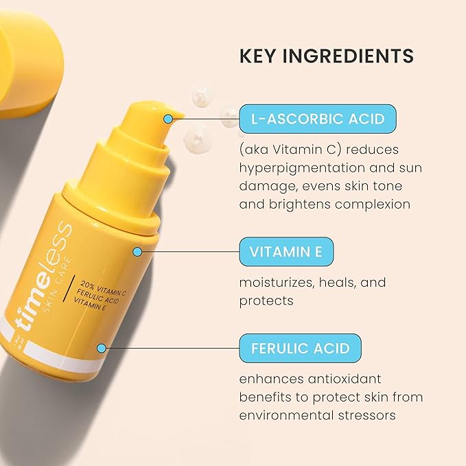 Timeless Skin Care 20% Vitamin C Serum with Vitamin E & Ferulic Acid and Coenzyme Q10 Serum Bundle - 1 oz (Pack of 2)