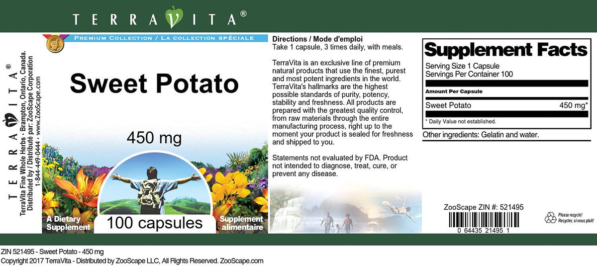 Sweet Potato - 450 mg (100 Capsules, ZIN: 521495) - 3 Pack