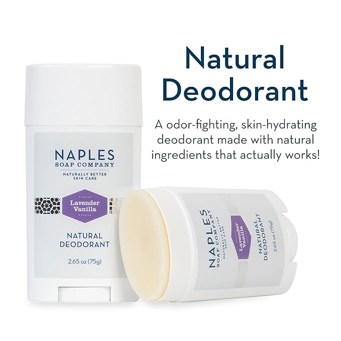 Naples Soap Company Naturally Better Skin Care Lavender Vanilla Deodorant Stick for Women and Men - 2.65oz