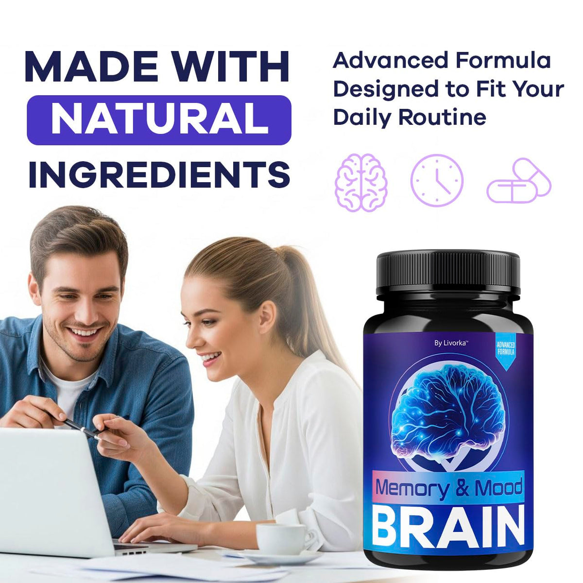 (5 Pack) Memory Mood and Brain Capsules - Official Daily Support Brain Health Supplement Pills Advanced Formula, Memory & Mood Brain & Memory Focus Reviews, 300 Capsules for 5 Months
