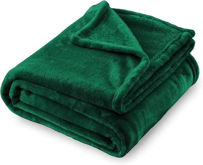 SOCHOW Flannel Fleece Blanket Queen Size, All Season Lightweight Super Soft Cozy Blanket for Bed or Couch, Green 90inch X90''