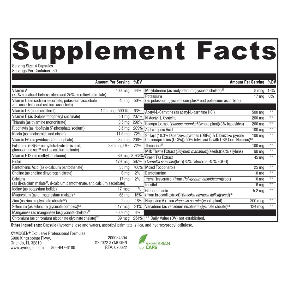 XYMOGEN ActivNutrients Performance - Multivitamin & Multimineral Formula - Energy, Immune & Wellness Support - Active B Vitamins & Chelated Minerals - Vegetarian, Non-GMO & Gluten-Free - 120 Capsules