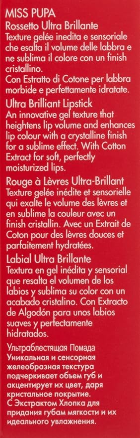 Pupa Milano Miss Milano Lipstick - Creamy, Ultra Pigmented Color For Lips - Nourishing Formula - Crystal-Effect Lipstick - Ultimate Boost Of Volume And Hydration - 204 Jezebel - 0.071 OZ