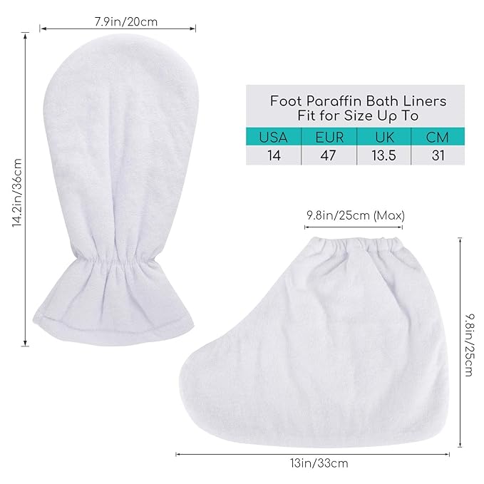 Segbeauty Paraffin Heated SPA Mittens & Foot Liners for Hand Therapy - Thicker Larger Size, Hot Wax Machine Compatible