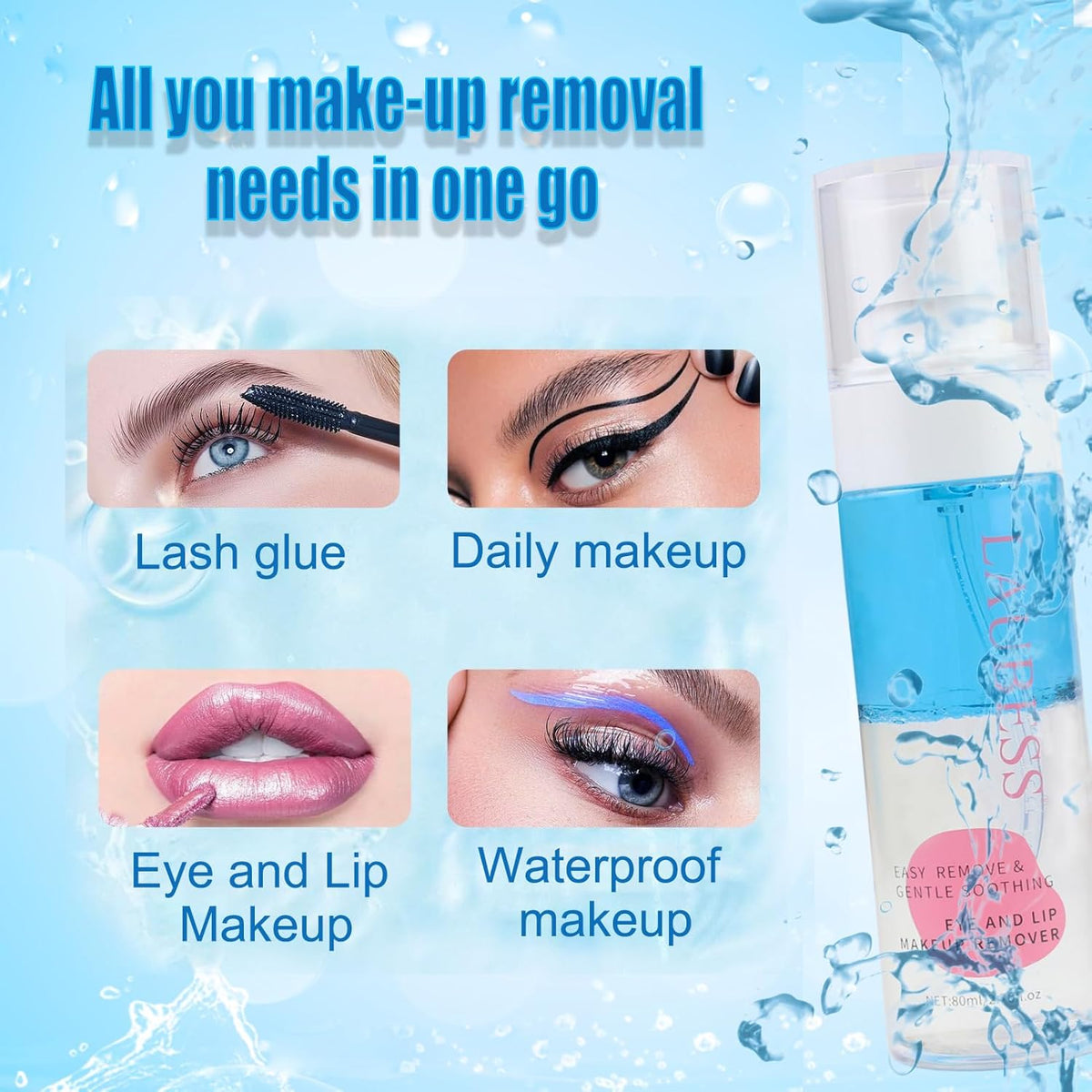 Lash Remover for Lash Extensions 80ml Cluster Lash Glue Remover Individual Lash Extension Remover Lash Cluster Remover Eyelash Glue Remover