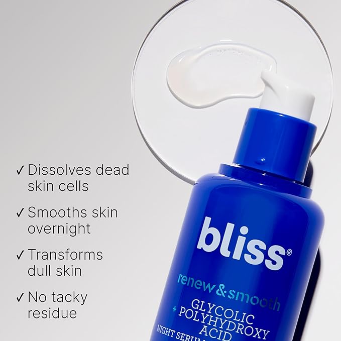 Bliss Vitamin C Bright Idea + Glycolic Acid Renew & Smooth Day and Night Serum Duo | Anti-Aging and Brightening Face Serums Duo for Bright, Smooth & Firm Skin | Vegan, Clean & Cruelty-Free | 2x1 Fl Oz