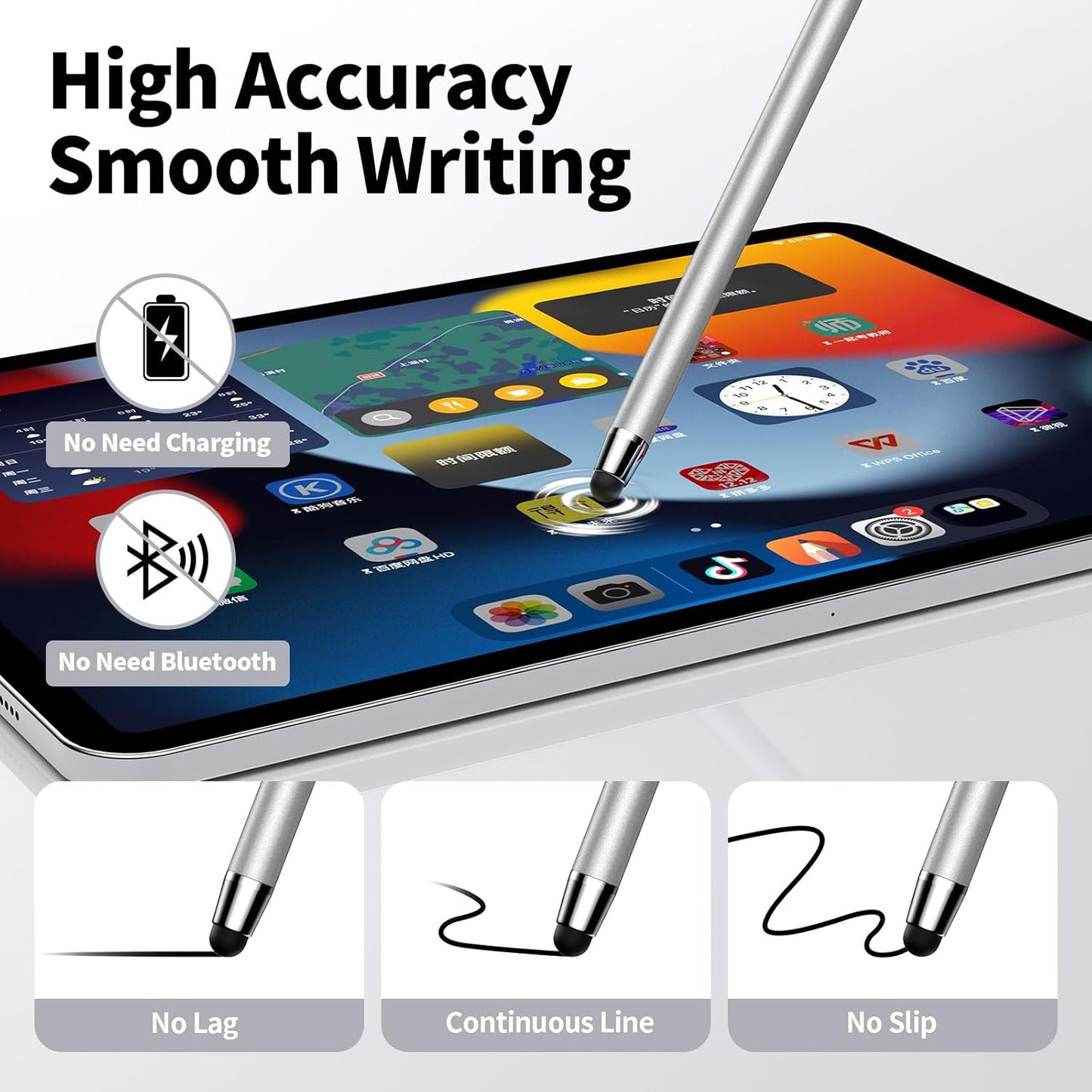 10 PCS Stylus,Stylus Pen for Touchscreen,Stylus 2-in-1 High Sensitivity & Precision Suitable for Touch Screens of iPhone/ipad/Android Tablets(10 Stylus Pen Silver/Black + 20 Tips)