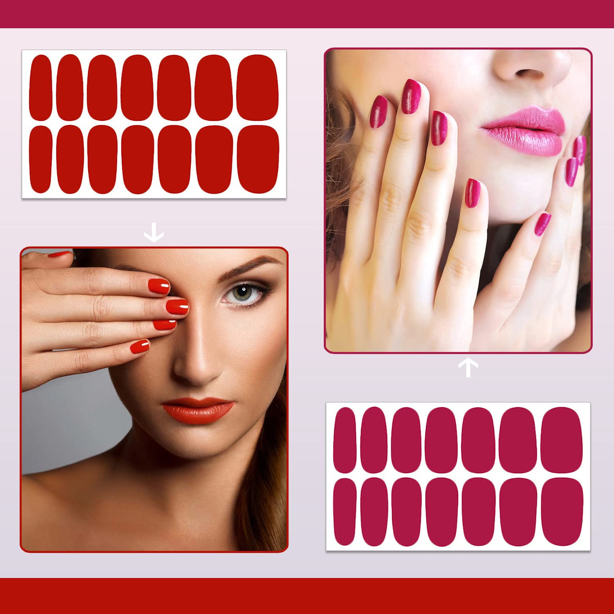 SILPECWEE 16 Sheets Nail Polish Stickers Full Nail Wraps Stick on Nail Polish Strips Self Adhesive Gel Nail Strips Fingernails Sticker Nails for Women with 1pc Nail File (Stylish Style)