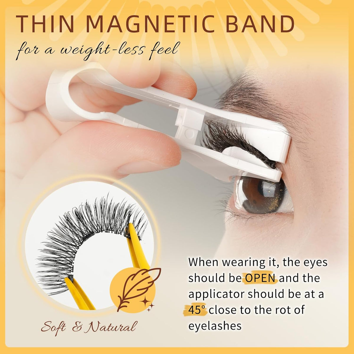 QUEWEL 4 Pairs Magnetic Eyelashes Natural Look, Reusable Magnetic Eyelashes with Applicator, No Glue Needed Lash Clusters Kit, Easy to Wear and Remove(4 Pairs-A02)
