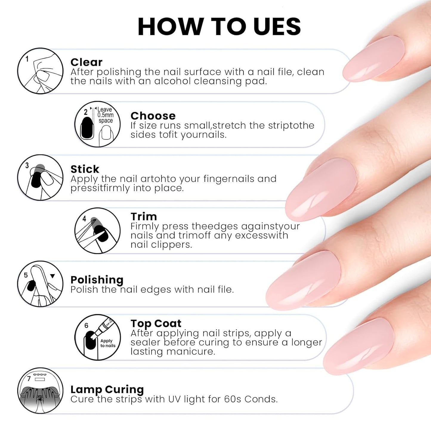 Semi Cured Gel Nail Strips | Built-In Gel Top Coat | UV Light Required | Salon Quality, Easy Application And Removal (Black Sparkle)
